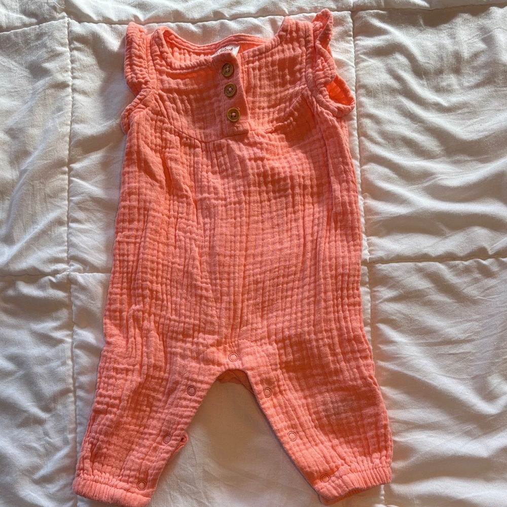 Cat & Jack Peach Buttoned Romper